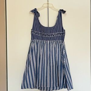 Romeo & Juliet Couture Navy and White Striped Tie-Shoulder Dress
